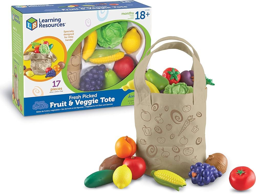 Learning Resources Fresh Picked Fruit And Veggie Tote - 17 Pieces, Ages 18mos+ Pretend Play Toys,... | Amazon (US)