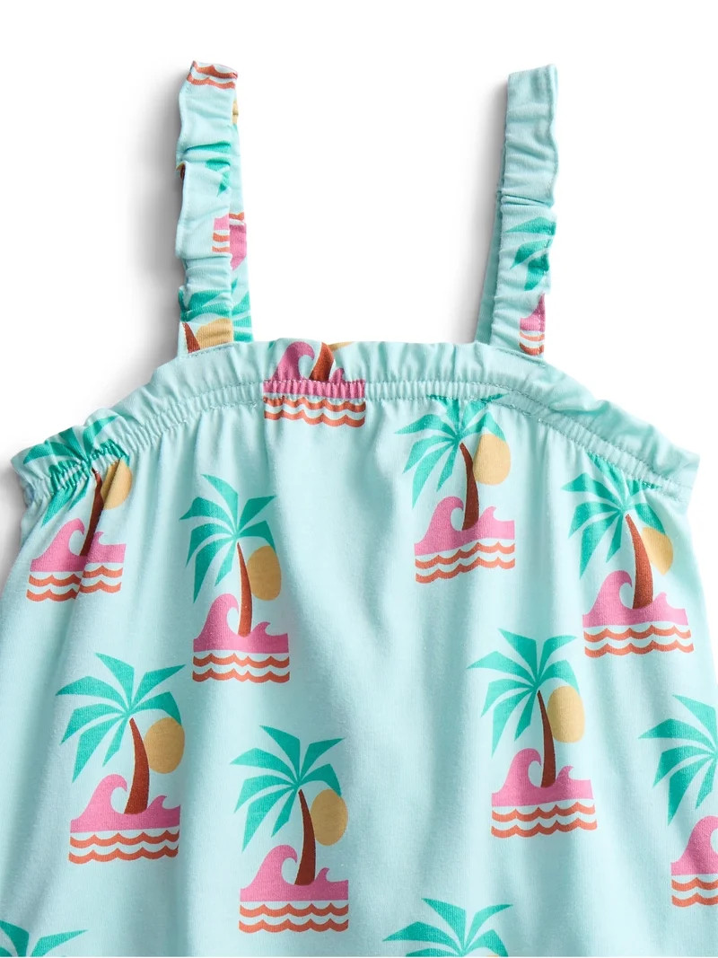 Wonder Nation Toddler Girls Ribbed Tank Top and Shorts 2-Piece Set, Sizes 12M–5T | Walmart (US)