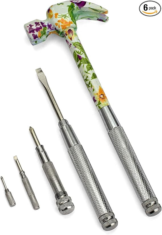ENKAY - 6 in 1 Floral Hammer and Screwdriver, Multifunction Claw Hammer Tool with Flower Print (P... | Amazon (US)