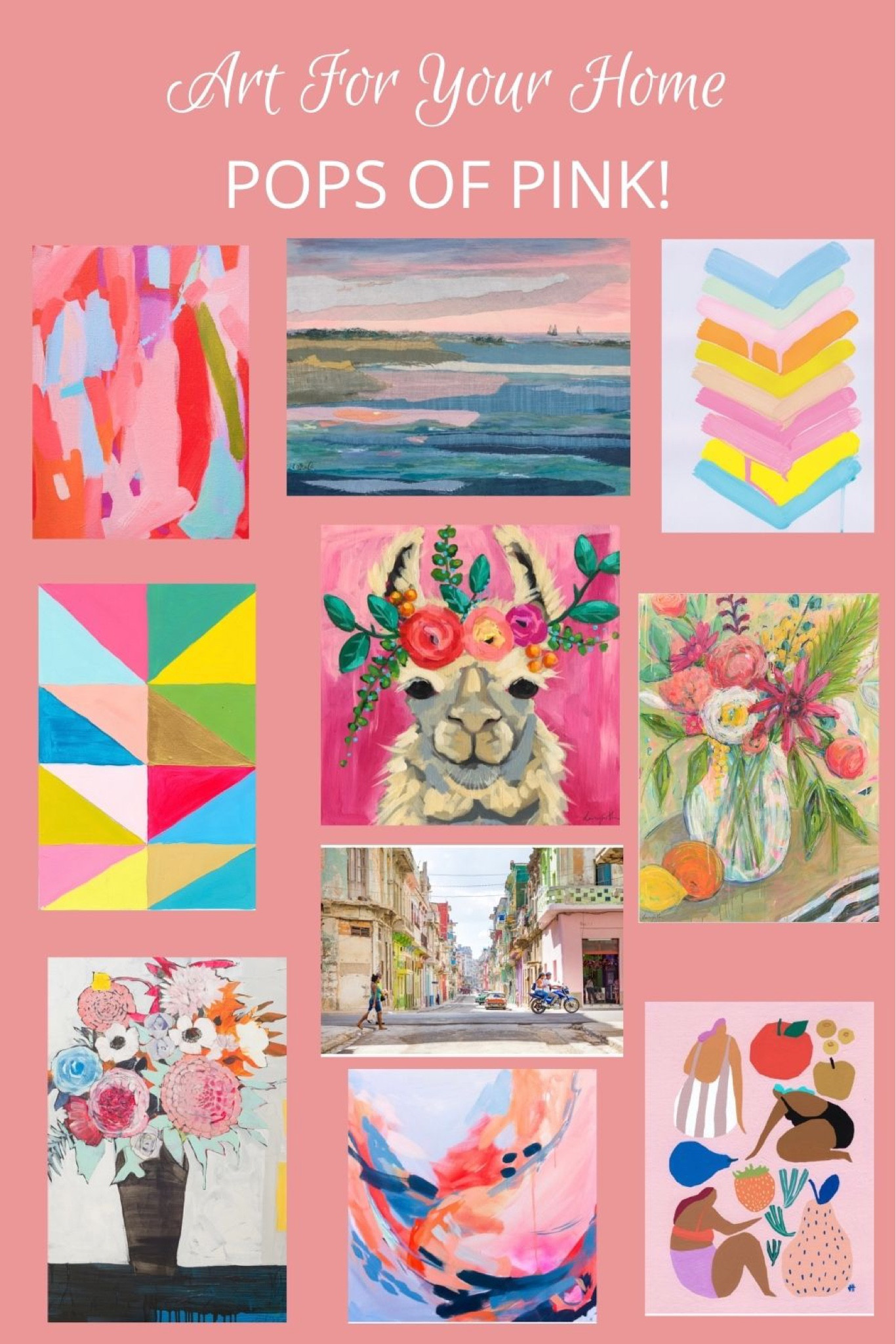 🌸Pink art—love all of these fantastic options! Can you guess which one is titled “Lisa Kudrow?!”🤔