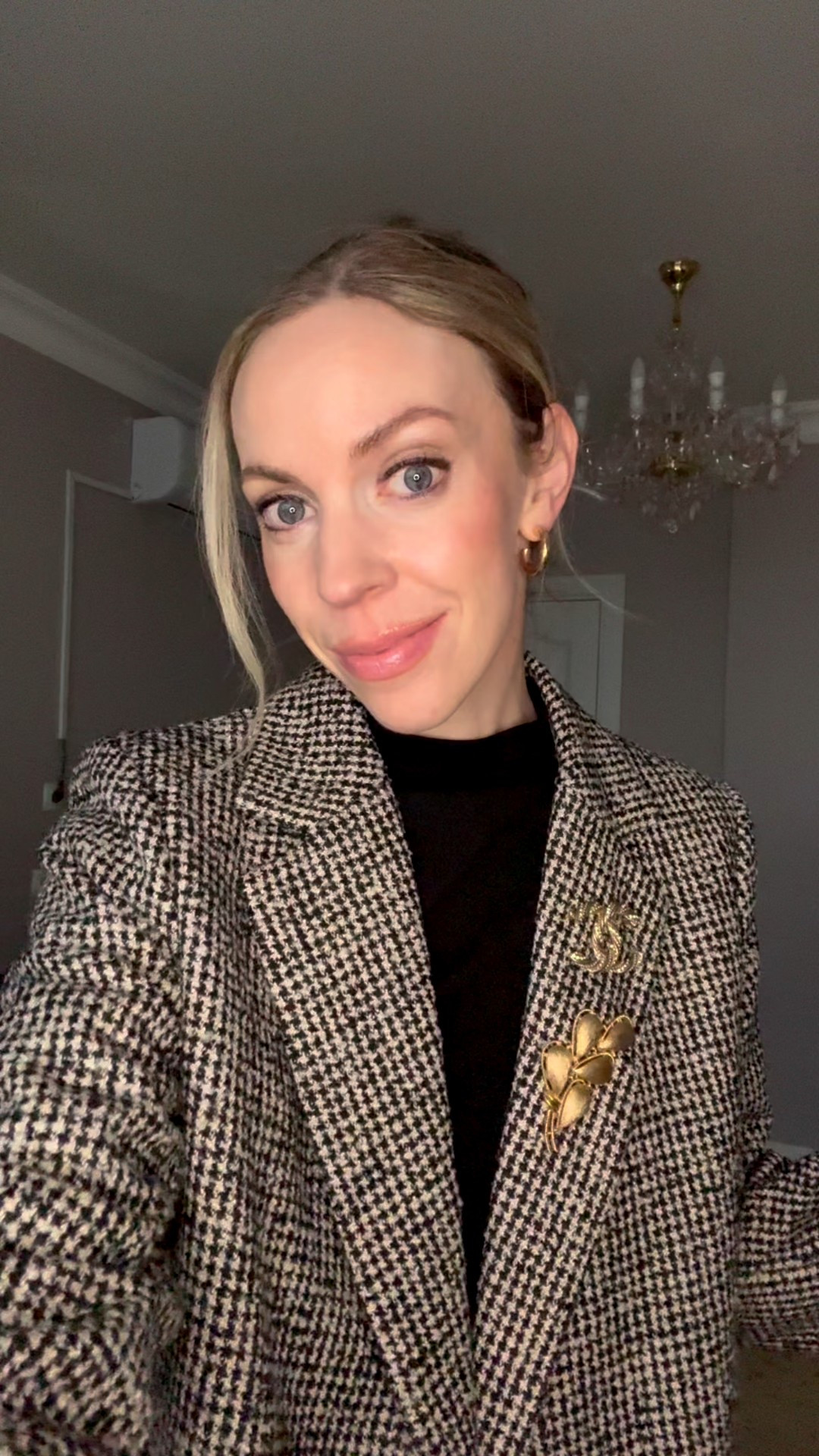 Work wear outfit, office look, tweed blazer with gold brooches, Chanel brooch, Zara mockneck tee, lug sole knee high boots, Spanx stirrup leggings - on sale now under $70 ‼️ 

#LTKFindsUnder100 #LTKSaleAlert #LTKWorkwear