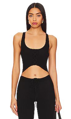 Camila Coelho Artemis Lace Up Knit Top in Black from Revolve.com | Revolve Clothing (Global)