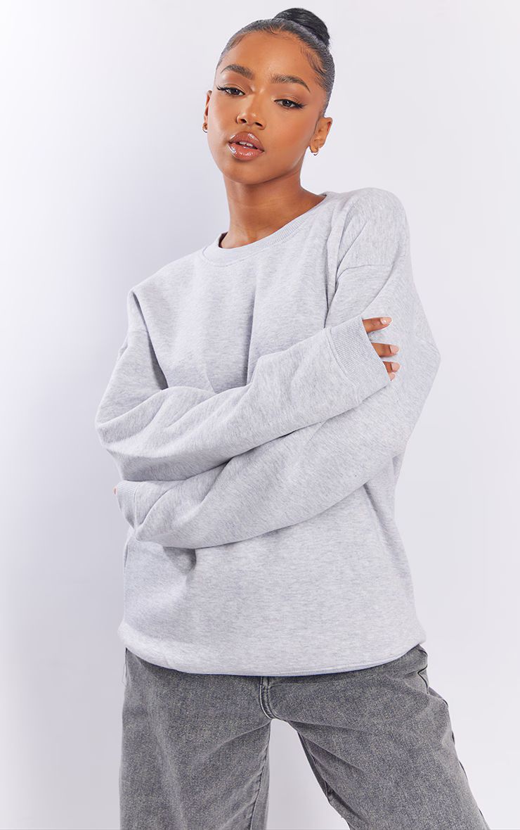 Ash Grey Oversized Fit Sweatshirt | PrettyLittleThing US