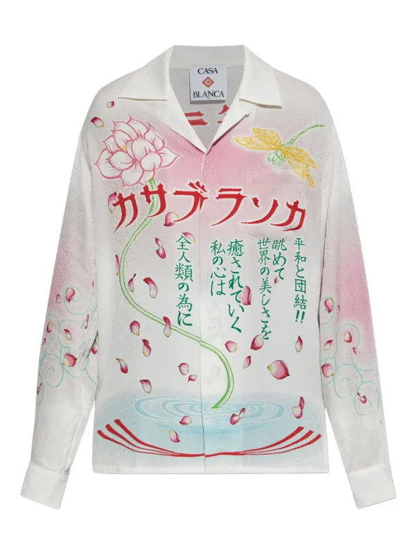 Casablanca Printed Silk Shirt | White | FARFETCH | Farfetch Global