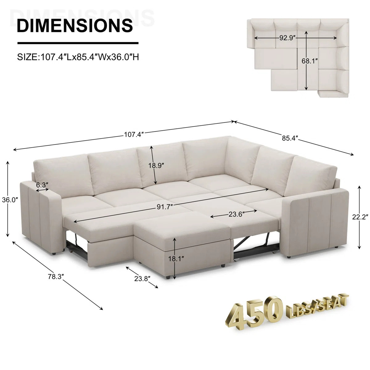 Mercer41 Seybert U Shaped Sofa Set Large Pullout Sofa Bed Modular Sectional Couch With Storage Ot... | Wayfair North America
