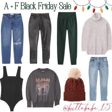 A + F Black Friday favorites are 30% off! 
Jeans: TTS (8)
Leather pants: size up 1 (10) sweater: TTS M
Sweatshirt: L (wanted it super oversized) 

#blackfriday #abercrombie #deals  #sale #gifts 

#LTKSeasonal #LTKHoliday #LTKunder100