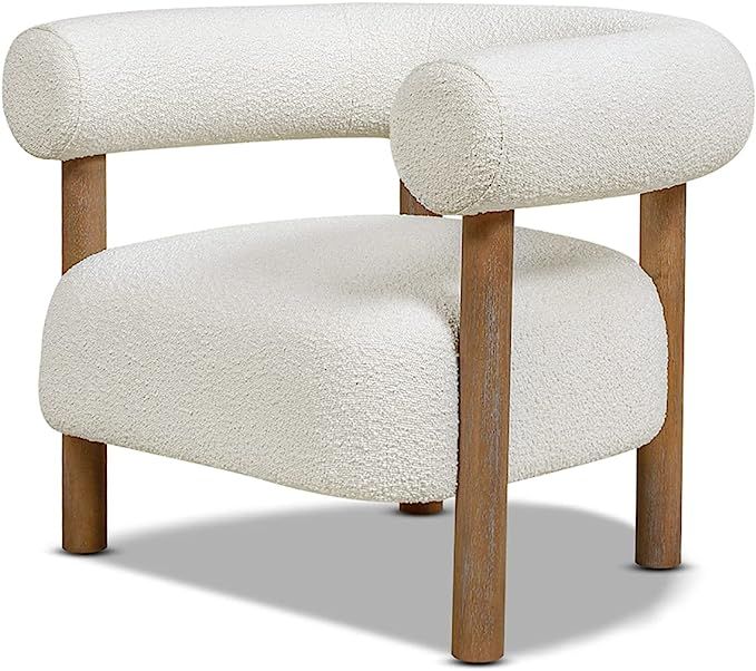 Jennifer Taylor Home 37" Mid Century Modern Barrel Accent Arm Chair, Ivory White Boucle | Amazon (US)