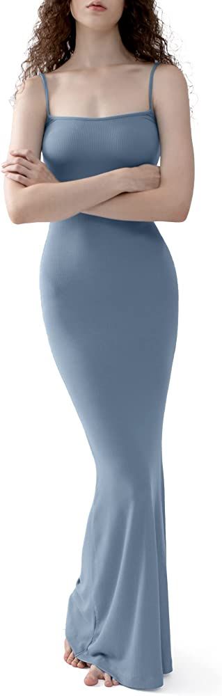 PUMIEY Women's Slip Maxi Dress Sexy Ribbed Bodycon Dresses Long Dress | Amazon (US)