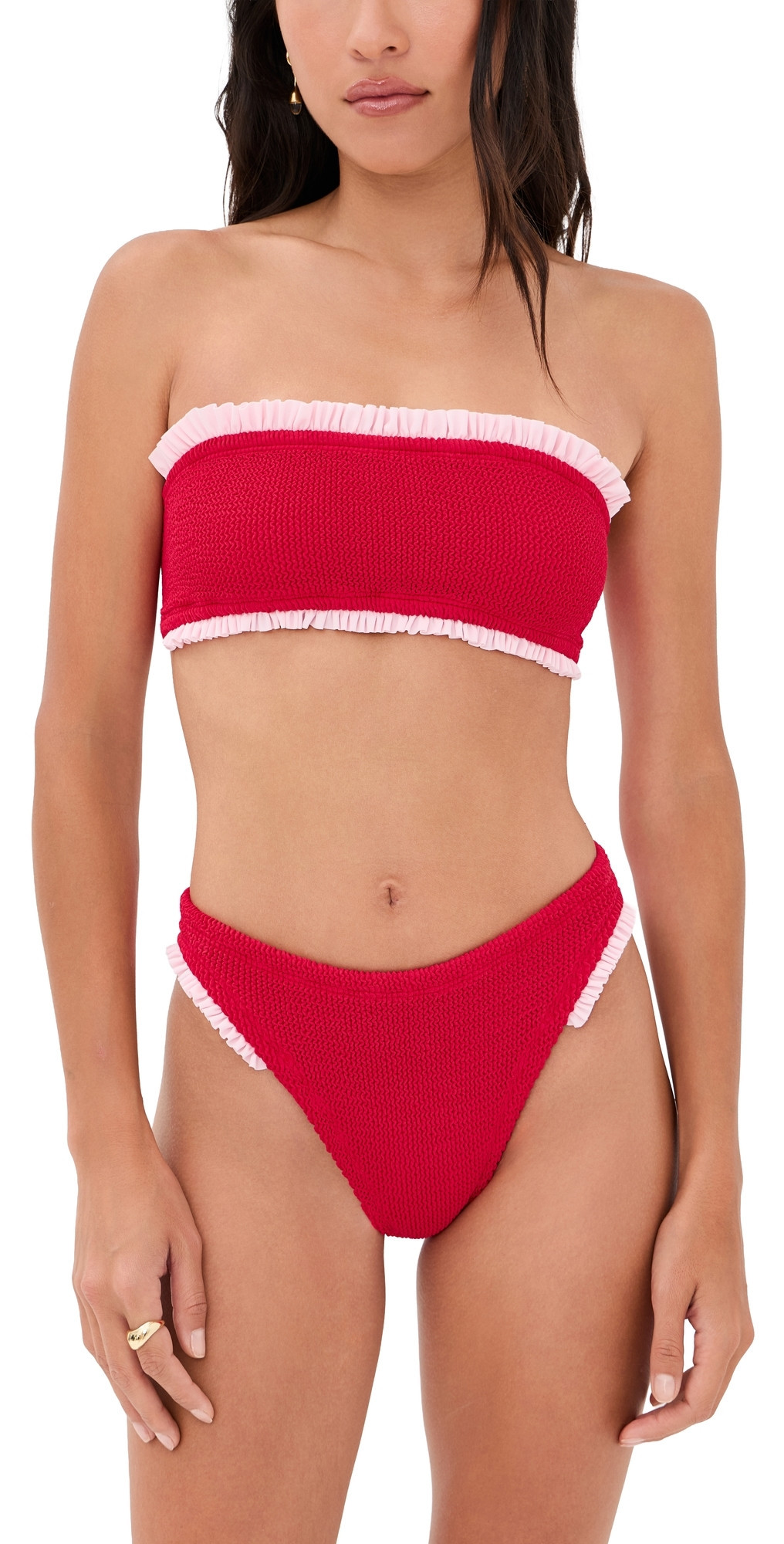 Hunza G Tracey Bikini Set Red/Pink One Size | Shopbop