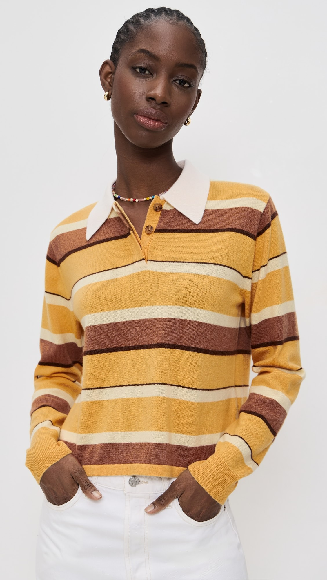 Cashmere Cropped Stripe Rugby Sweater | Shopbop