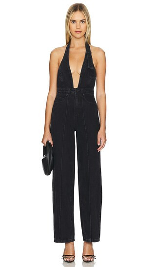 Sadie Denim Jumpsuit in Black | Revolve Clothing (Global)