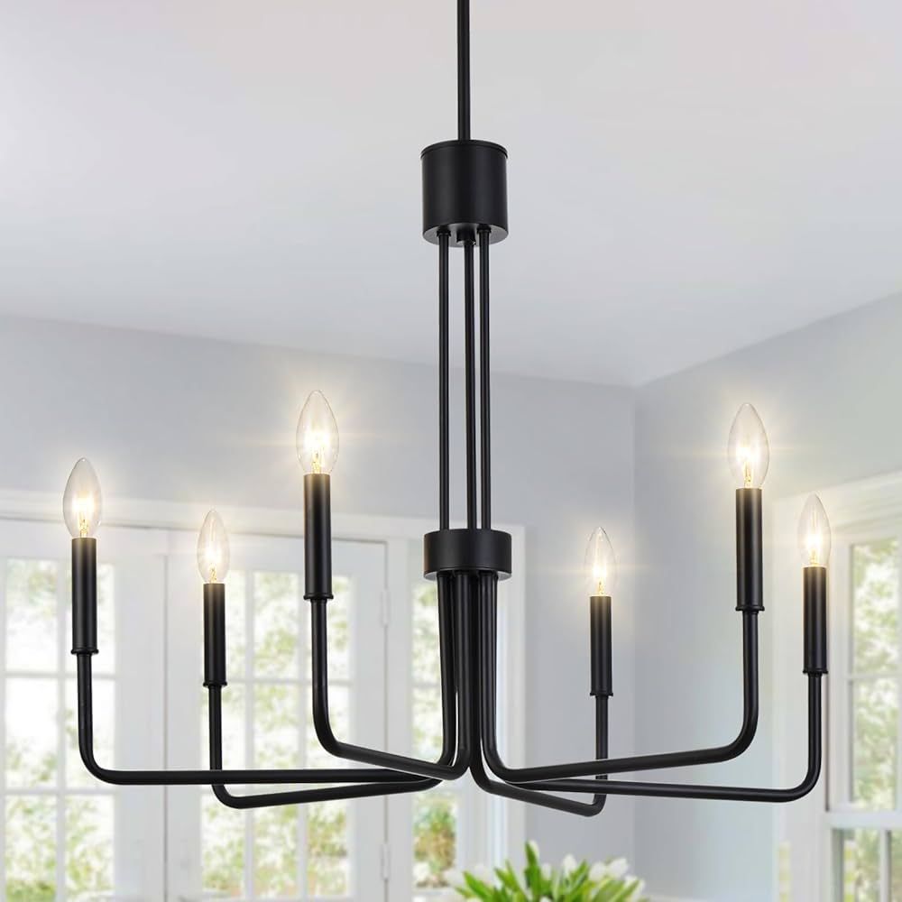 Niloah Black Chandeliers for Dining Room, Dining Room Light Fixture Over Table, 6-Light Modern Fa... | Amazon (US)