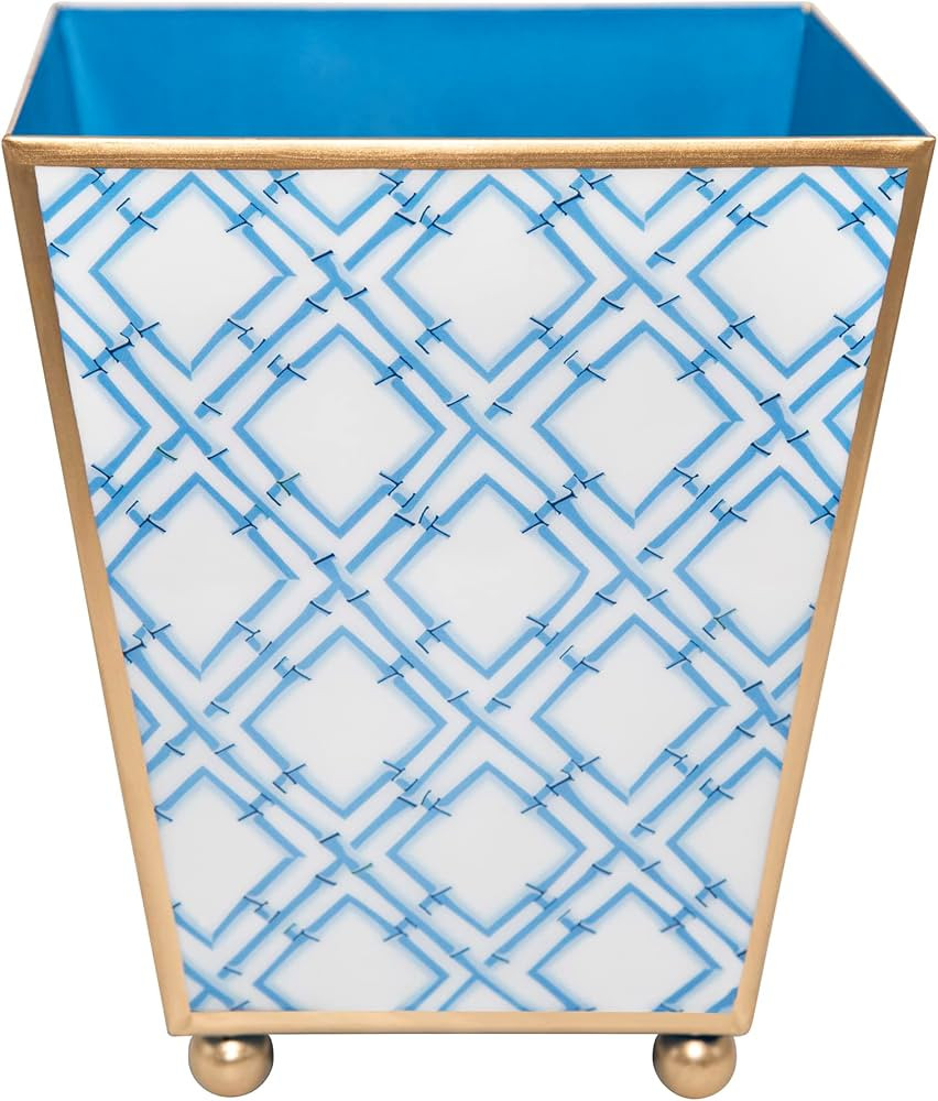 Jaye's Studio Cane Line, Decorative Square Cachepot & Planter, White & Blue with Black Canes, Gol... | Amazon (US)