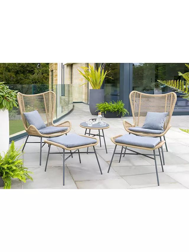 KETTLER Lyon 2-Seater Garden Lounging Side Table & Chairs Set, Natural | John Lewis (UK)