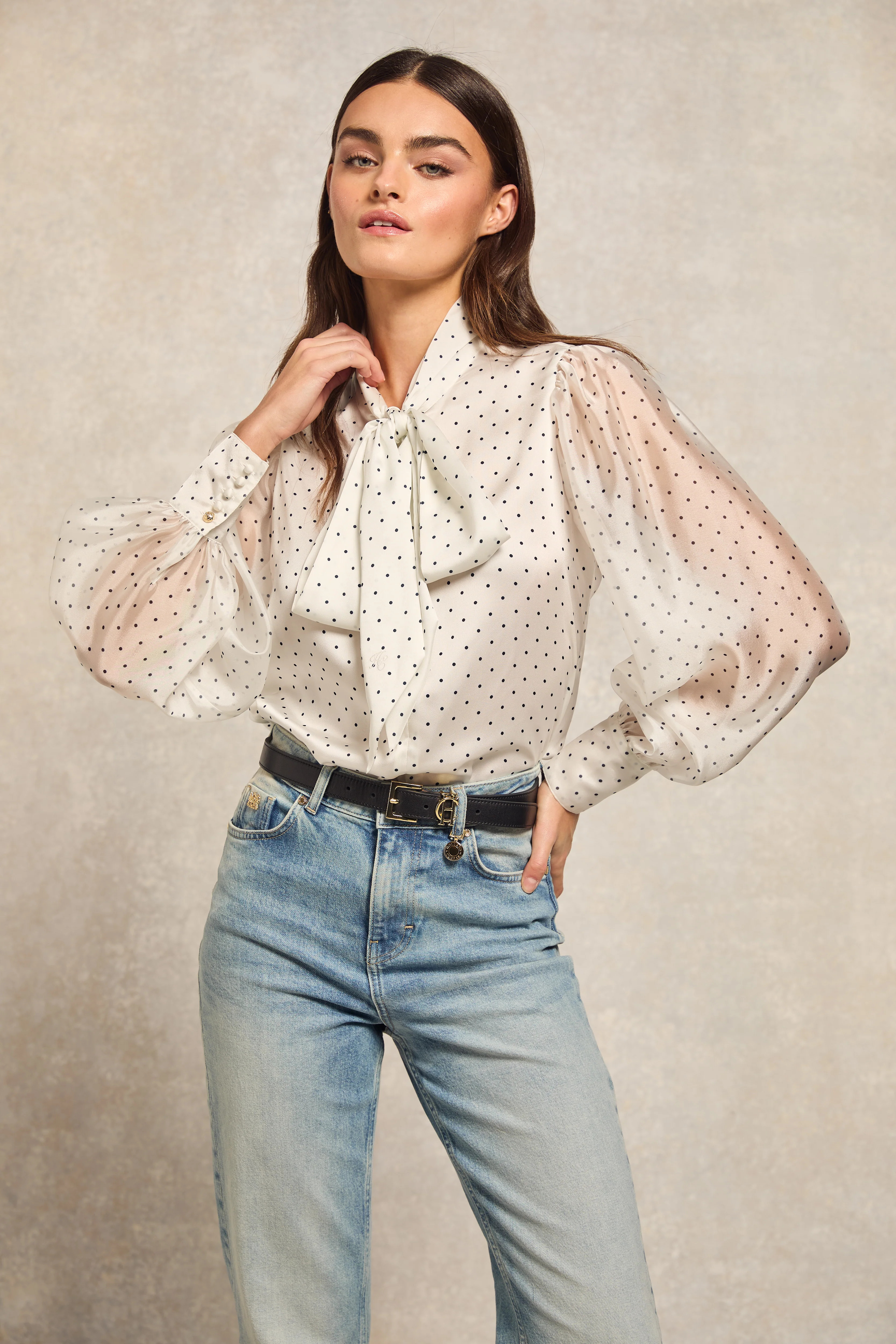 Ariella Blouse (White Polka Dot) | Holland Cooper