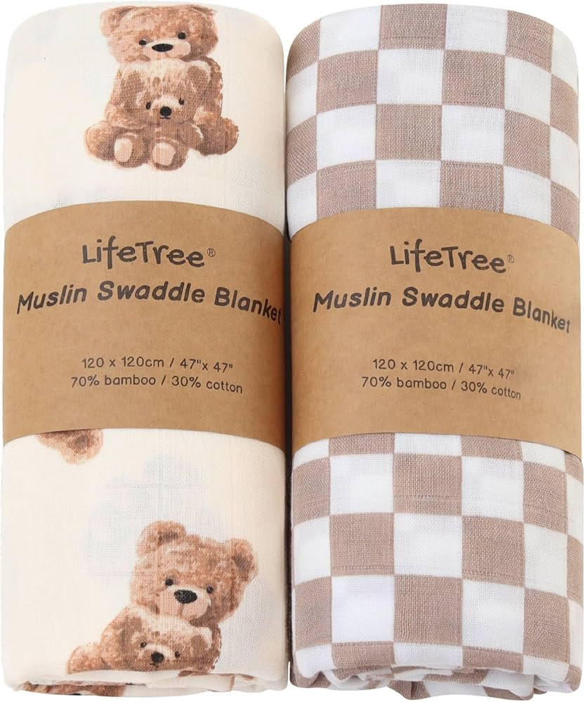LifeTree Muslin Swaddle Blankets Neutral, Baby Swaddling Wrap Nursery Blanket for Boys & Girls Un... | Amazon (US)