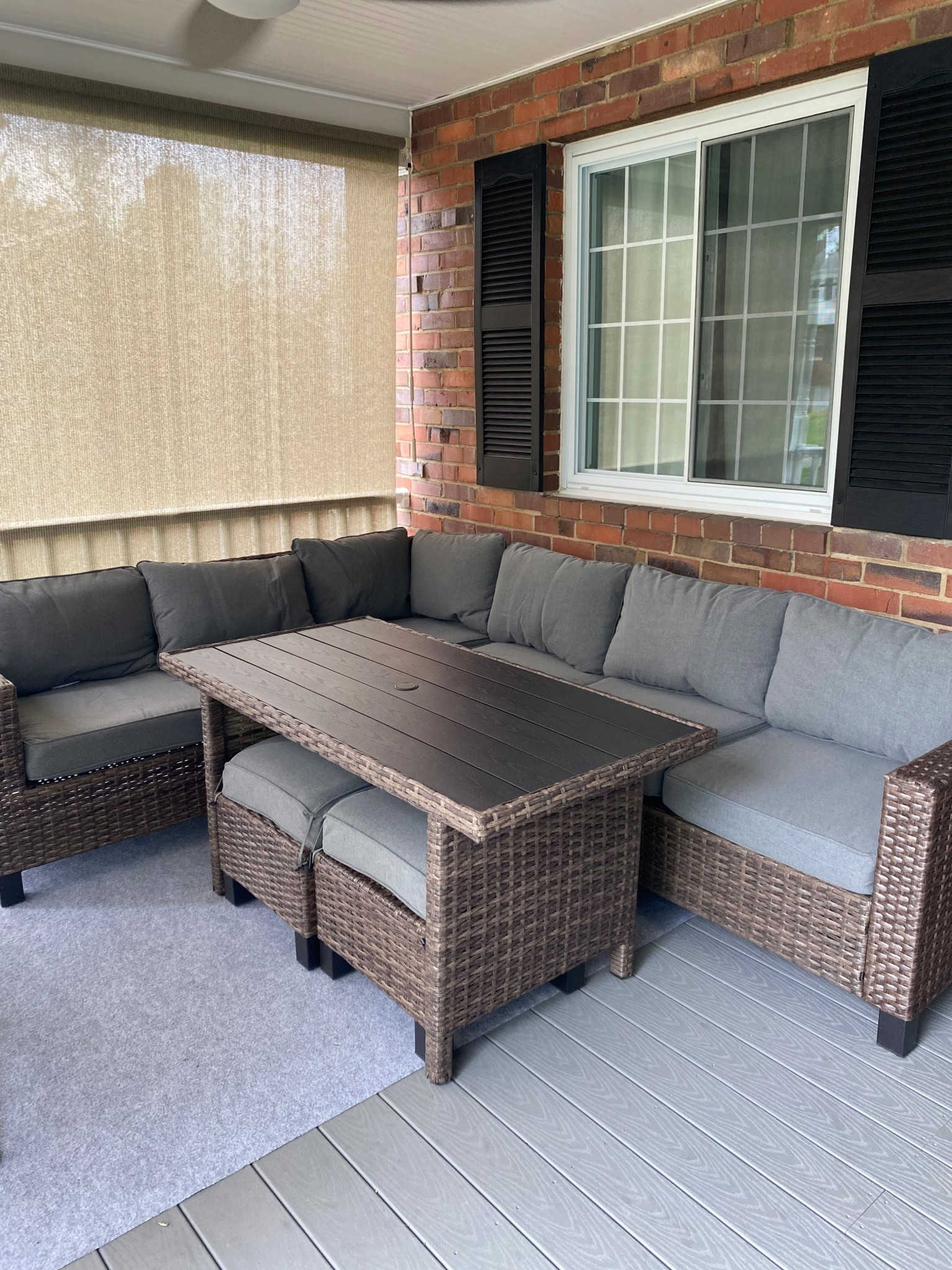 Obsessed with this outdoor find 🤍 The Better Homes & Gardens Brookbury 4-Piece Outdoor Wicker Patio Sectional Dining Set is the perfect mix of cozy + functional for your patio or deck. It features a spacious sectional that seats up to 6, plush fade-resistant cushions, and a dining-height table that makes outdoor meals so easy.

I love the handwoven wicker look and how durable it is for all seasons—plus the ottoman doubles as storage (a total game changer 🙌). It’s one of those pieces that instantly elevates your outdoor space while still being super practical for everyday use and hosting.

Perfect for summer nights, morning coffee, or entertaining friends ✨

#LTKSeasonal #LTKHome
