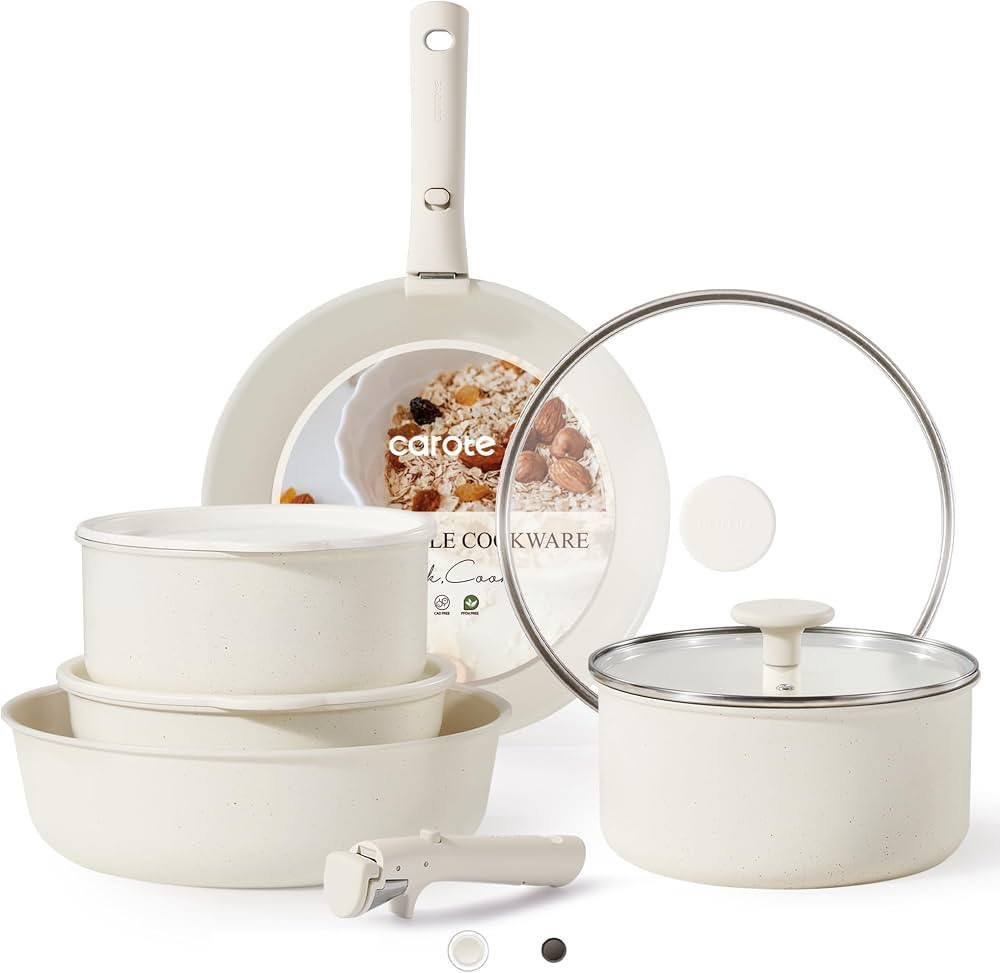CAROTE 11pcs Pots and Pans Set Non Stick, Cookware Sets, Kitchen Set, Oven/Fridge Safe, Space Sav... | Amazon (US)