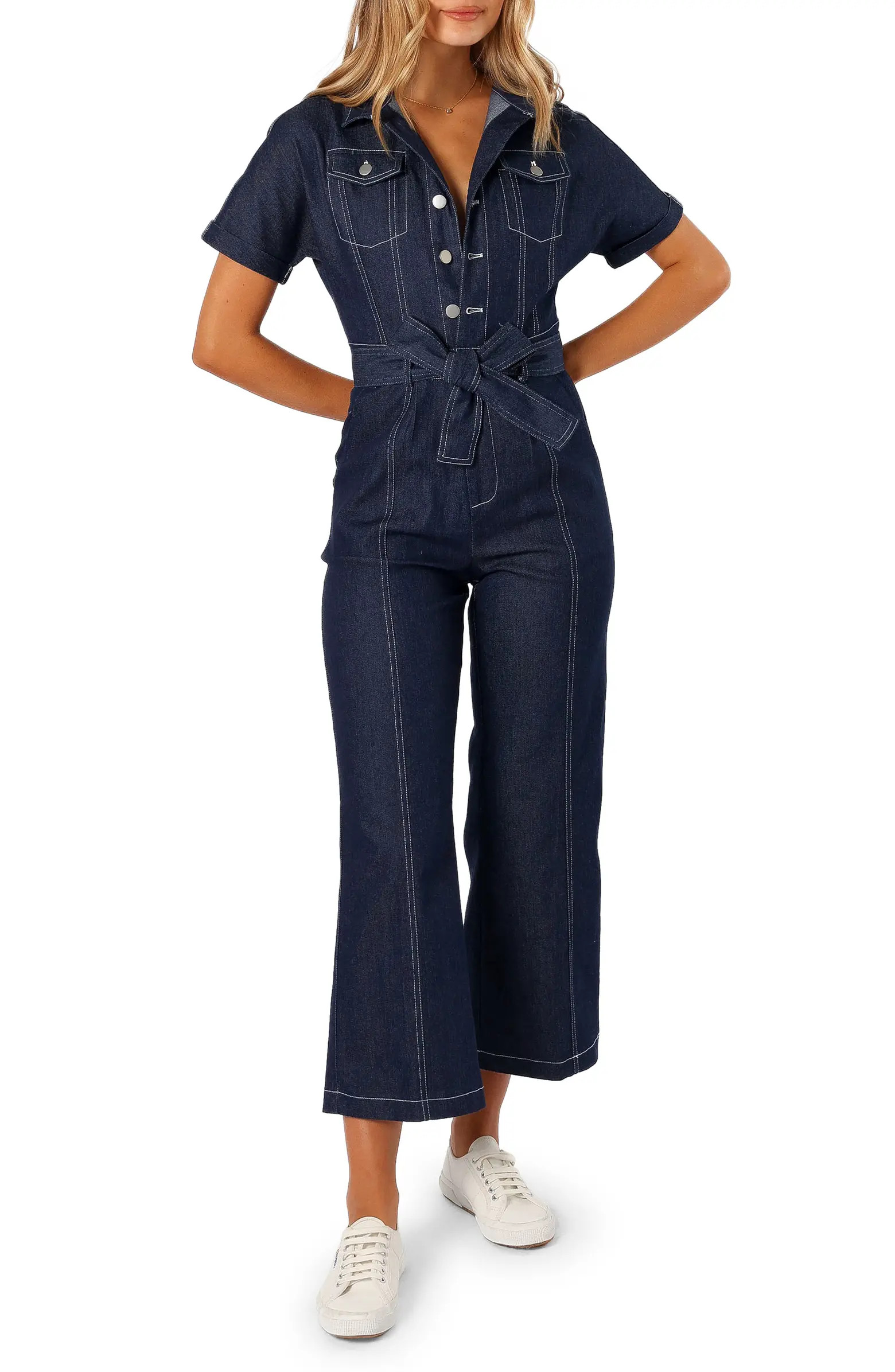 Short Sleeve Denim Jumpsuit | Nordstrom