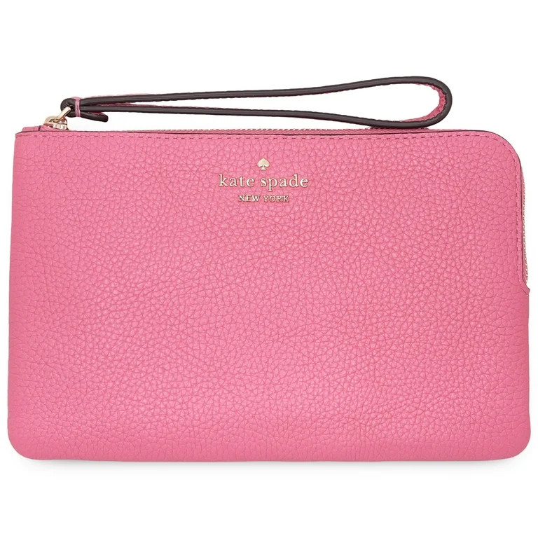 Kate Spade New York Women's Leila Pebbled Leather Medium Top Zip Wristlet (Blossom Pink) | Walmart (US)