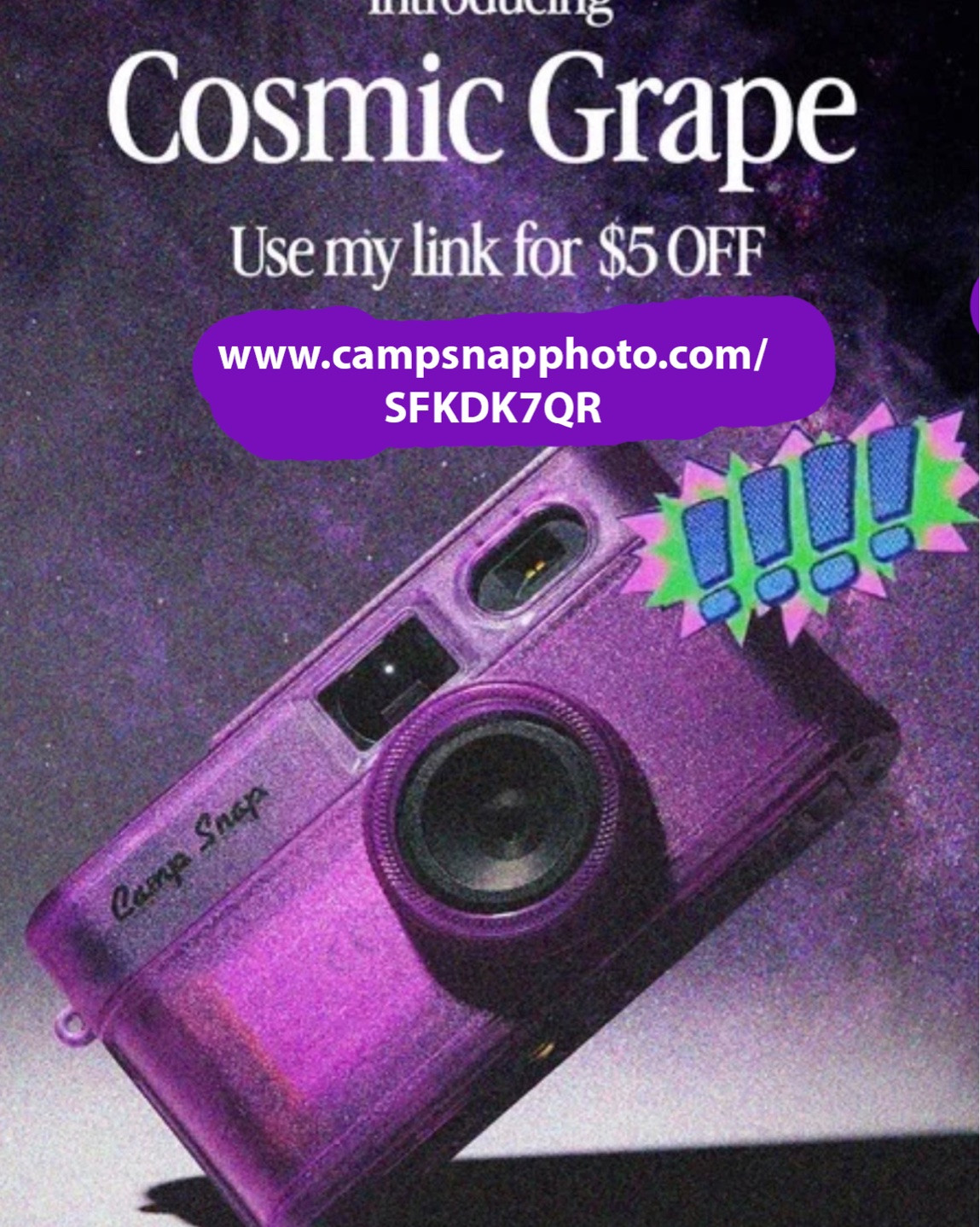 Loving the NEW Camp Snap 2 (Screen-Free Digital Camera) and Cosmic Grape is finally here! 🍇 

Shop all cameras and accessories 7% off with my code SFKDK7QR 🤩📸🎞️
https://www.campsnapphoto.com/SFKDK7QR

📸 What Makes it Special? 
6 Filters. No Apps Required
No Screen
Reusable & Rechargeable
500 Shots on One Charge
CampLock - Kid Friendly Settings
15% Slimmer
Tripod Compatible
QuickDraw Battery Saver

#digitalcameras #photography #portablecameras #retrocameras #retro #campsnapcamera #vintage#artfulgourmet

#LTKTravel #LTKvlog #LTKSaleAlert