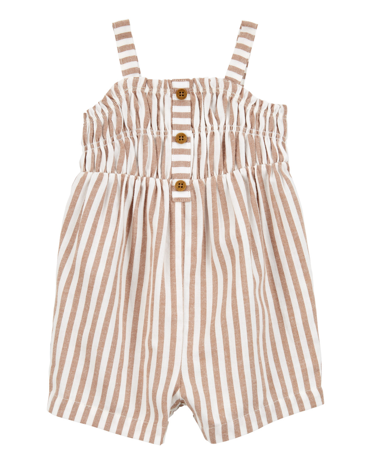 Baby Striped Twill Romper- Brown - Carter's | Carter's | Carter's Inc