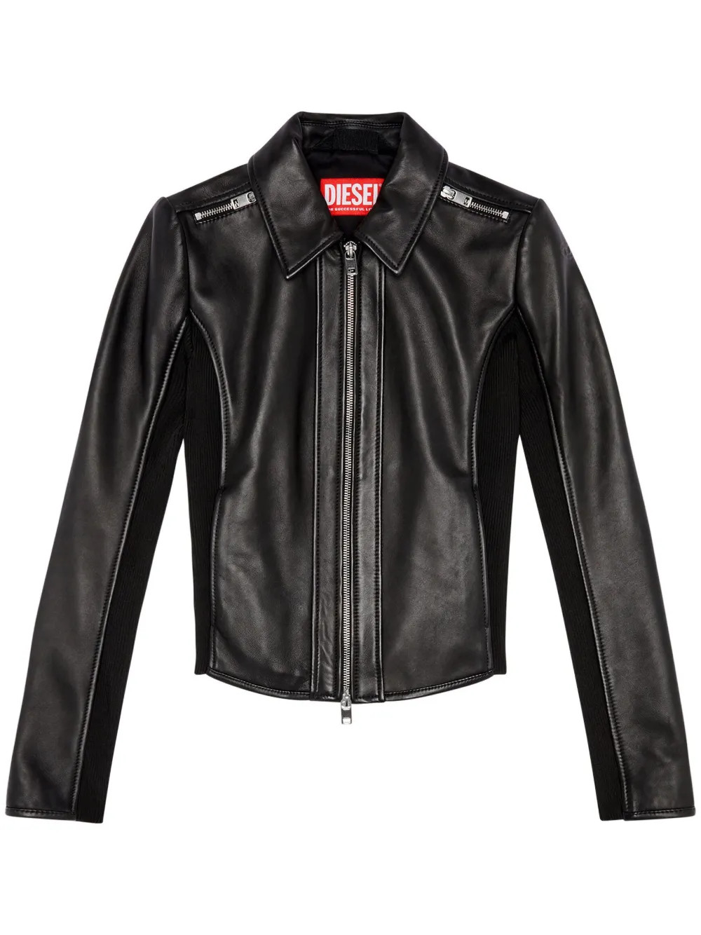 Diesel L-Sask Leather Biker Jacket - Farfetch | Farfetch Global
