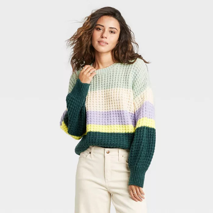 Women's Striped Crewneck Pullover Sweater - Universal Thread™ | Target