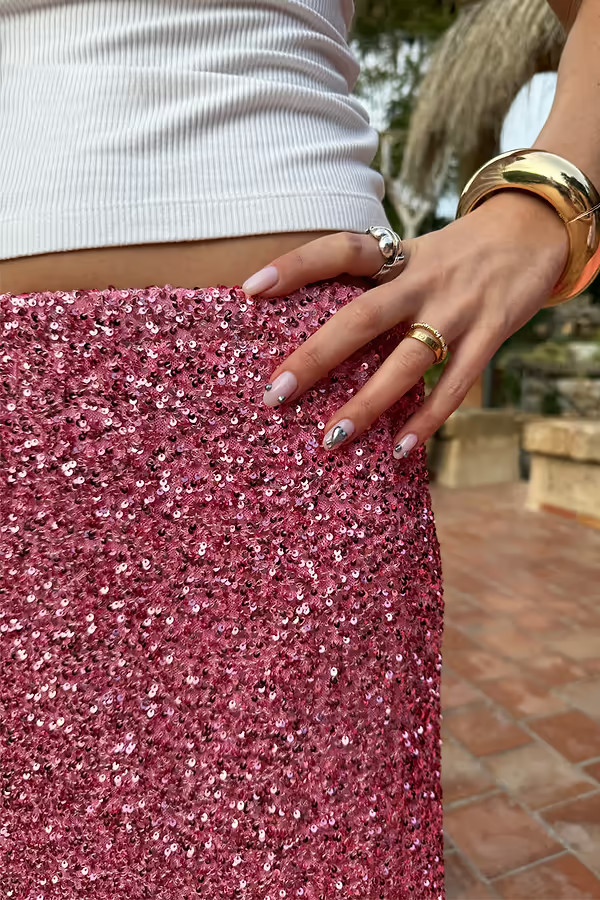 Pink Sequin Dorris Skirt | Never Fully Dressed (UK & IE)