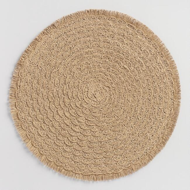 Round Natural Braided Placemats with Fringe Set of 4 | World Market