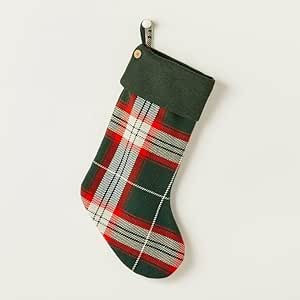 Hearth & Hand with Magnolia Holiday Christmas Stocking Collection (Plaid Woven, Cream/Green/Red) | Amazon (US)
