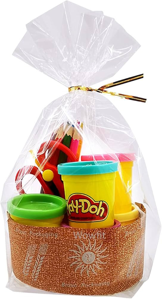 Wowfit 100 CT 8x12 Inch Clear Flat Cellophane Treat Bags with 6” Gold Twist Ties, Cello Packagi... | Amazon (US)