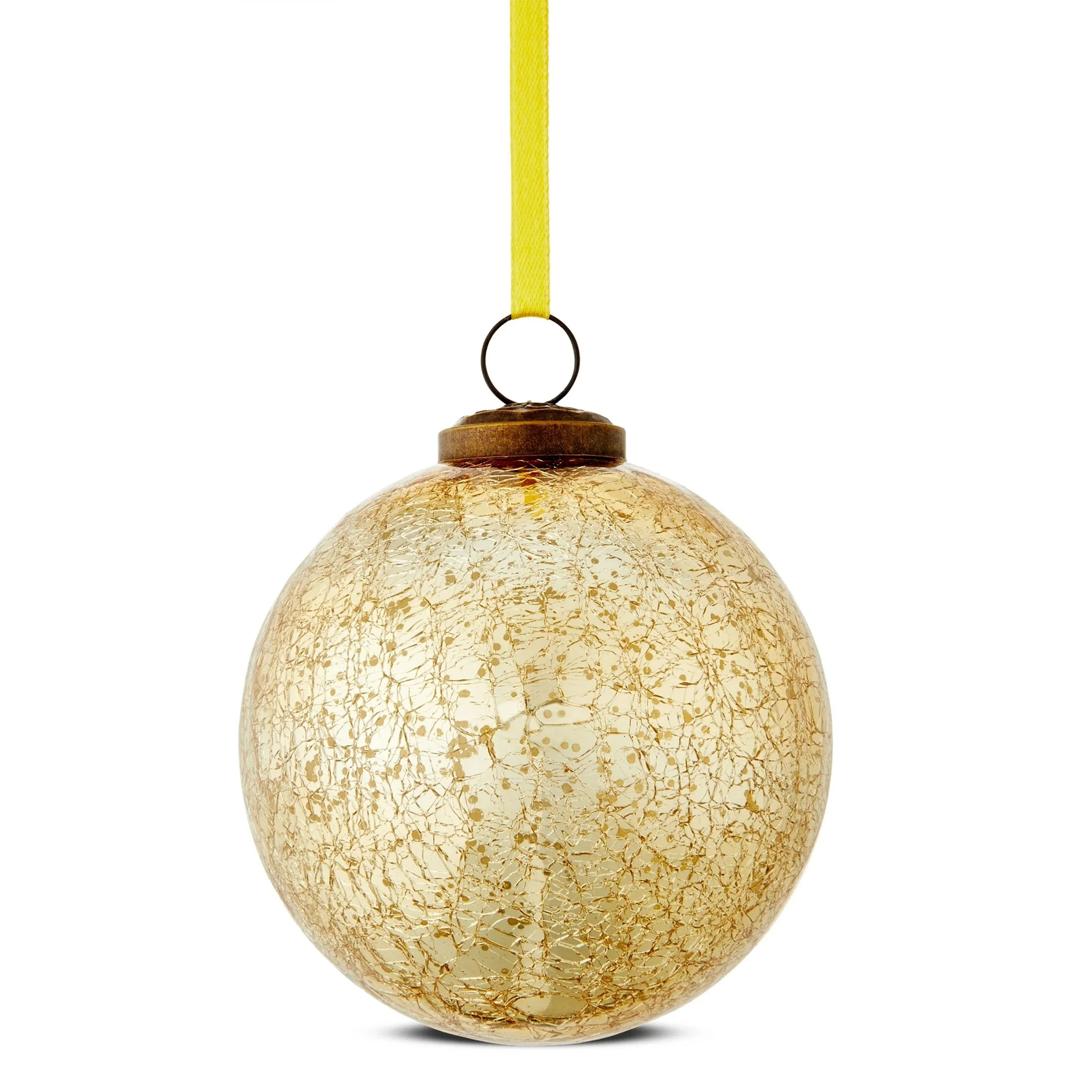 Gold Glass Ball Christmas Ornament with Crackle Gold Finish, 1 Count per Pack, 4 in, by Holiday T... | Walmart (CA)