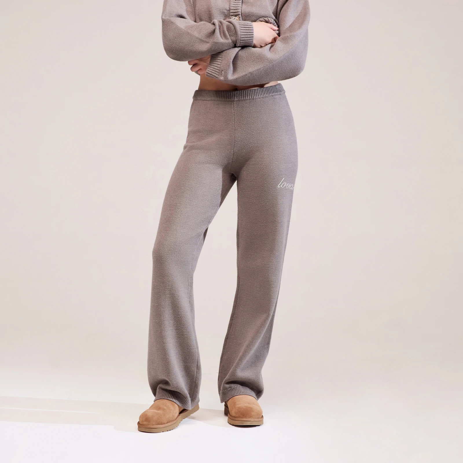 Soft Knit Wide Leg Trousers | Mocha | LOVALL