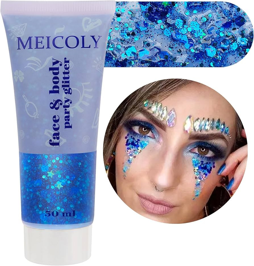 MEICOLY Blue Face Body Glitter,Patriotic Veterans Day Independence Day Sparkle 4th of July Pride ... | Amazon (US)