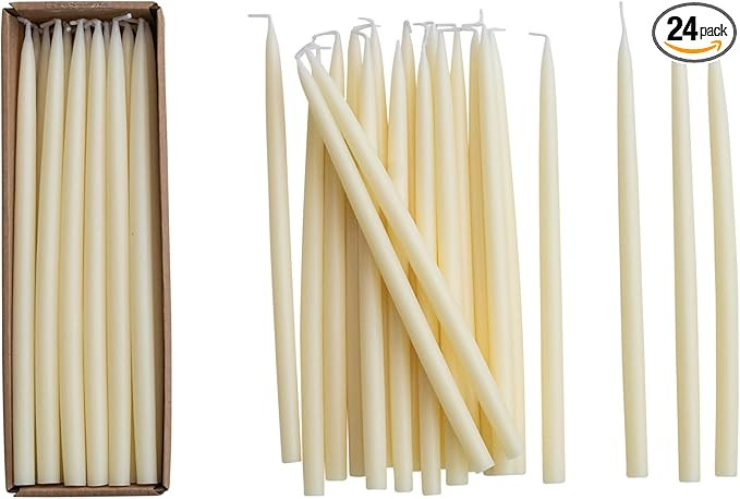 Creative Co-Op 24-Piece Unscented Thin Taper Candles in Box, Ivory Color | Amazon (US)