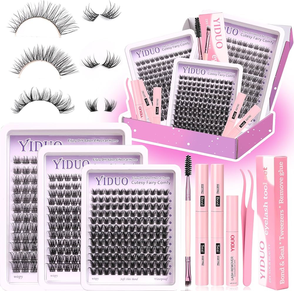 YlDUO Lashes Clusters Kit Gift Packs Natural False Eyelashes Extensions C/D Curl Wispy Individual... | Amazon (US)