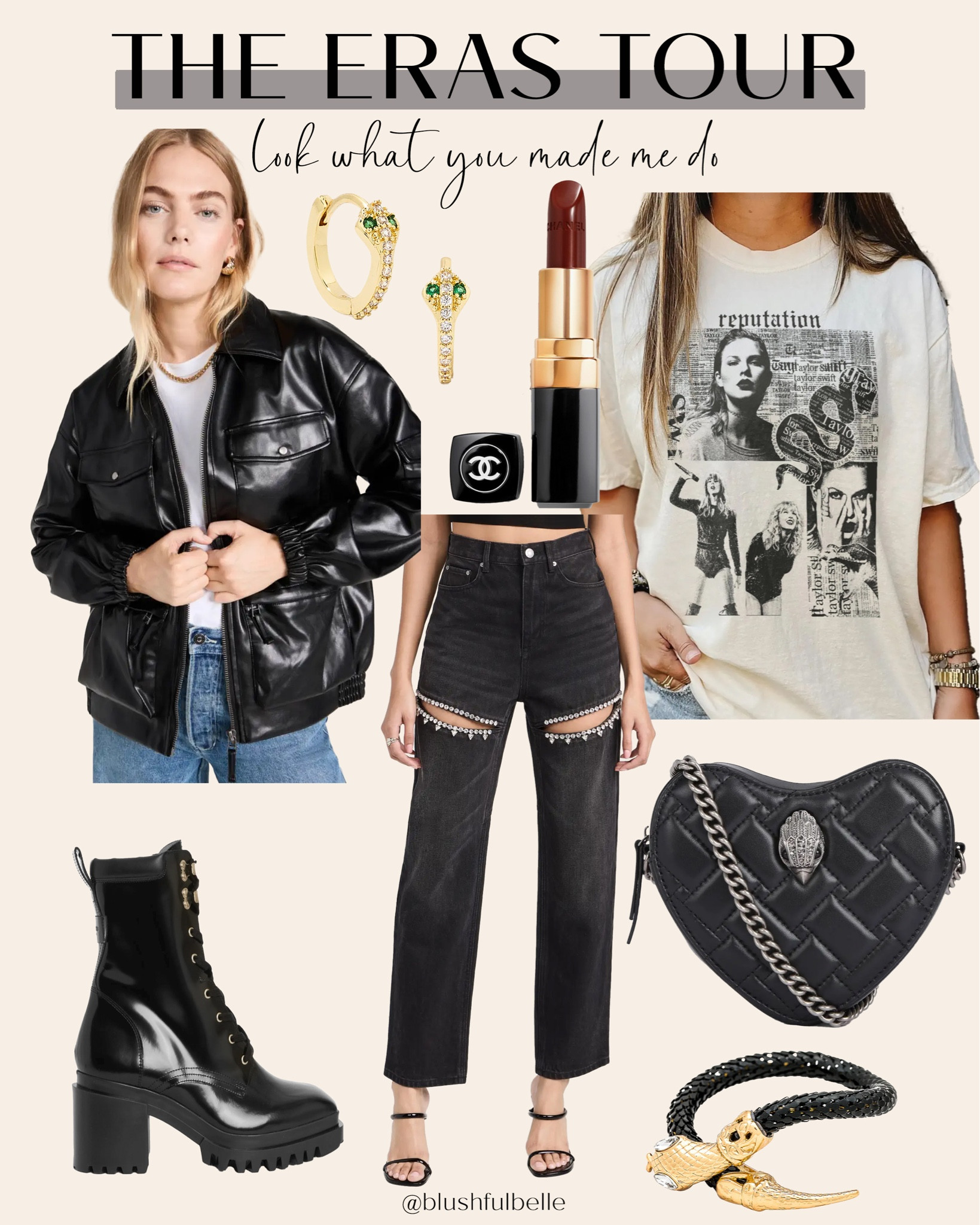 The Eras Tour outfit inspo - Reputation 🐍🖤

Taylor swift concert, concert outfits, black outfit 

#LTKshoecrush #LTKitbag #LTKstyletip