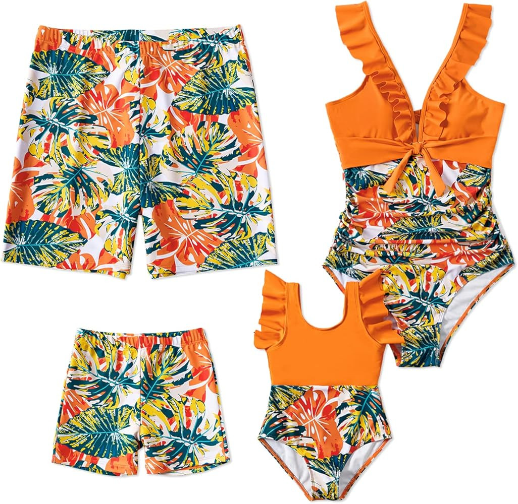 PATPAT Family Matching Swimsuits Mommy and Me One-Piece Ruffled Straps Bathing Suits Swimwear and... | Amazon (US)