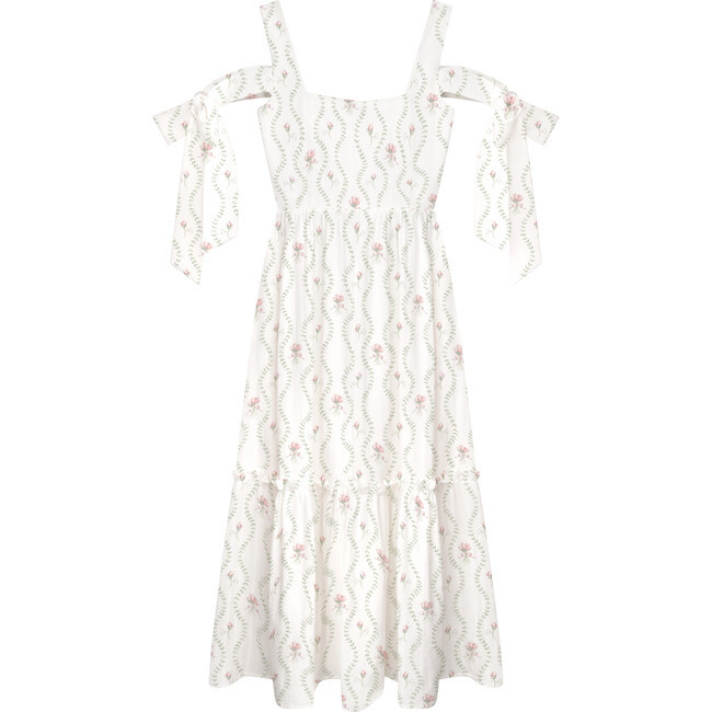 Floraison Lane | The Women's Audrey Dress, White Floral Vine (Florals, Size 6) | Maisonette | Maisonette