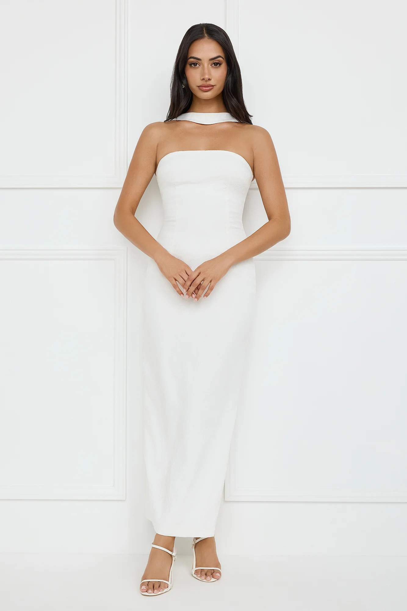 Stylish Fusion Halter Maxi Dress White | Hello Molly (US)
