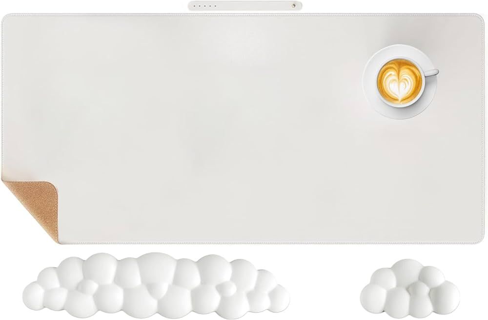 Leather Cloud Keyboard Pad, Cloud Wrist Rest ,3 in 1 Desk Mat Set,Wrist Rest for Computer Keyboar... | Amazon (US)