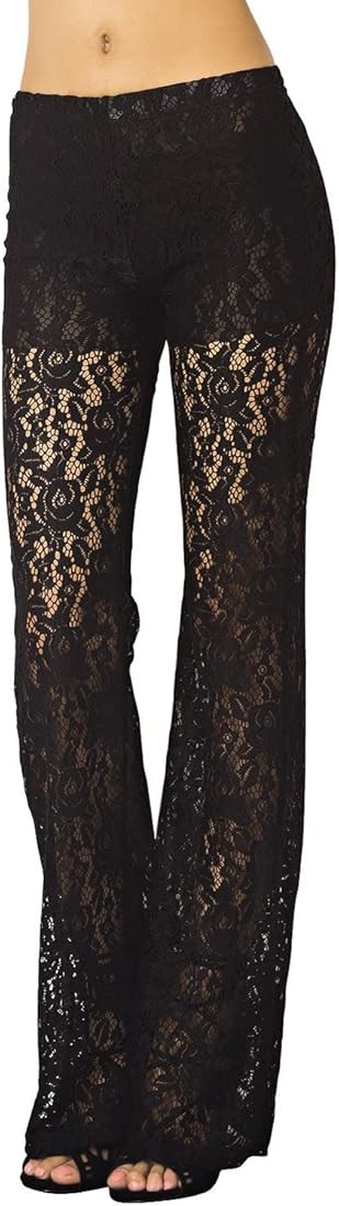 iB-iP Women's Eyelet Lace Crochet Slim Fit and Flare Wide Leg Low Rise Culottes | Amazon (UK)