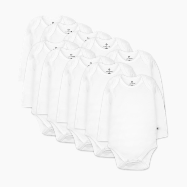Honest Baby Clothing Organic Cotton Long Sleeve Bodysuit (10-Pack) in Bright White Size 6-9M | Babylist