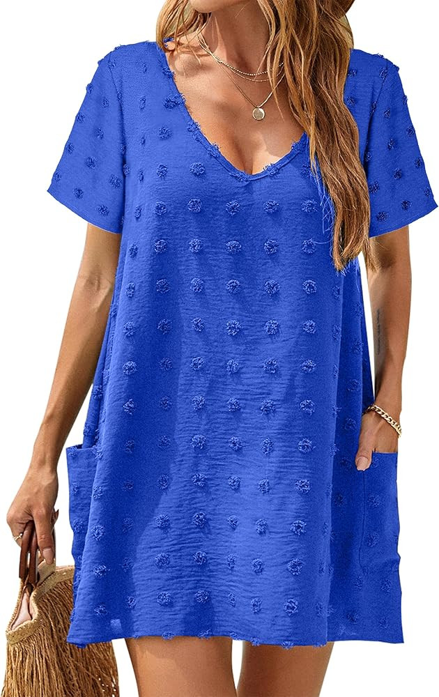 Blooming Jelly Womens Casual Sun Summer Dresses Swiss Polka Dot Beach Cover Up V Neck Tank Dress ... | Amazon (US)