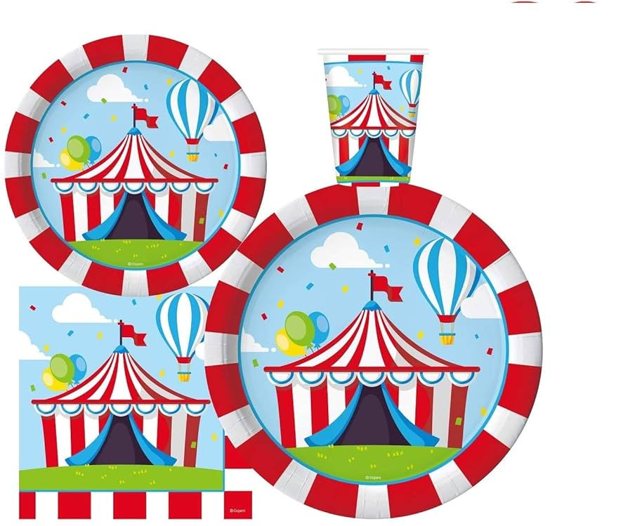 Serves 30 Complete Party Pack Circus Carnival Party Supplies 9" Dinner Paper Plates 7" Dessert Pa... | Amazon (US)