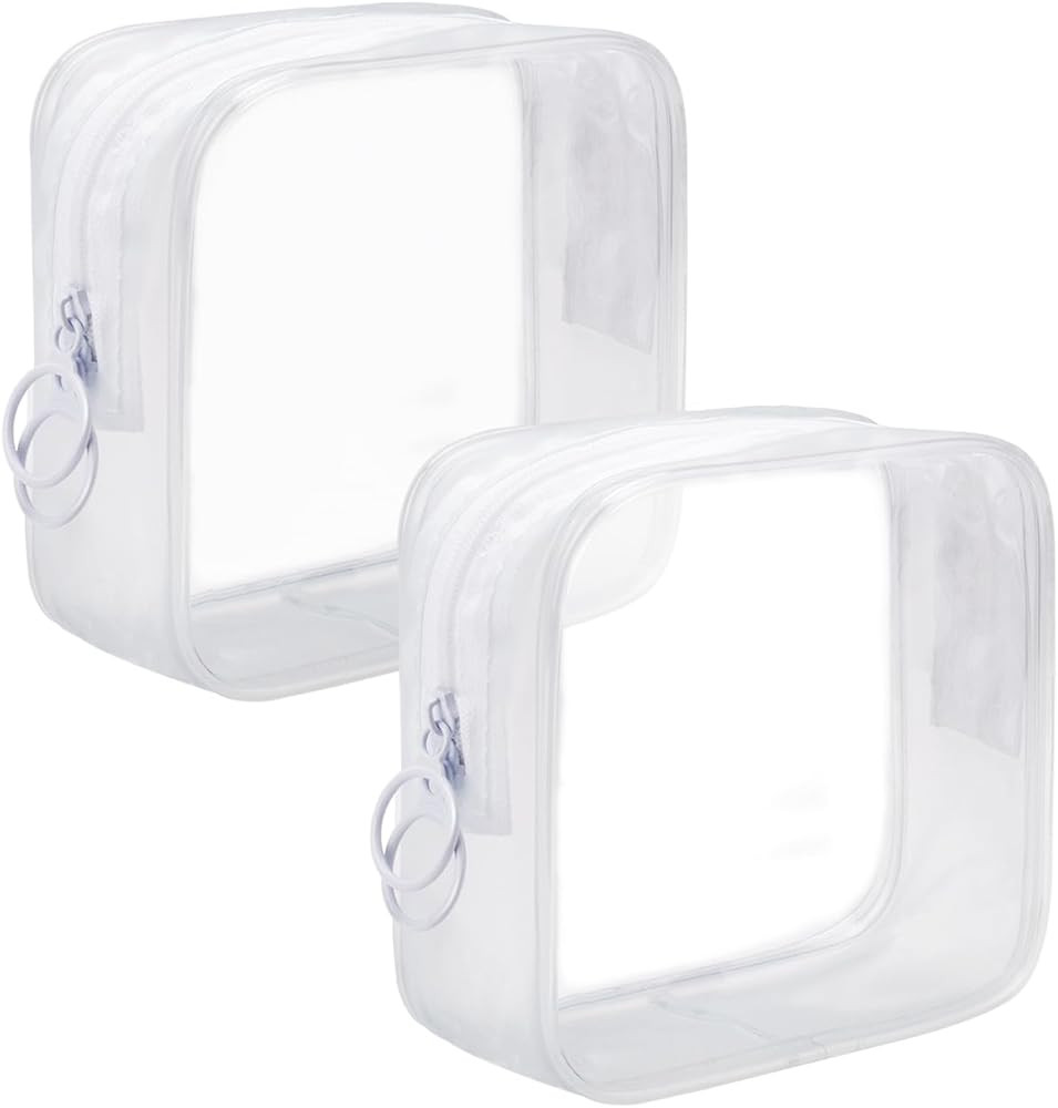 LYroo White Small Makeup Bag Clear Mini Makeup Zipper Pouch Makeup Bag Small Cosmetic Bag for Pur... | Amazon (US)