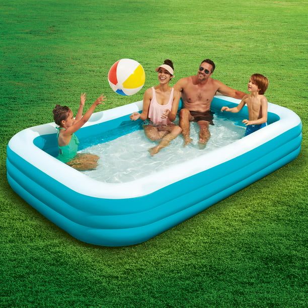 Bluescape Blue Inflatable Rectangular Family Swimming Pool, Age 6 & up | Walmart (US)