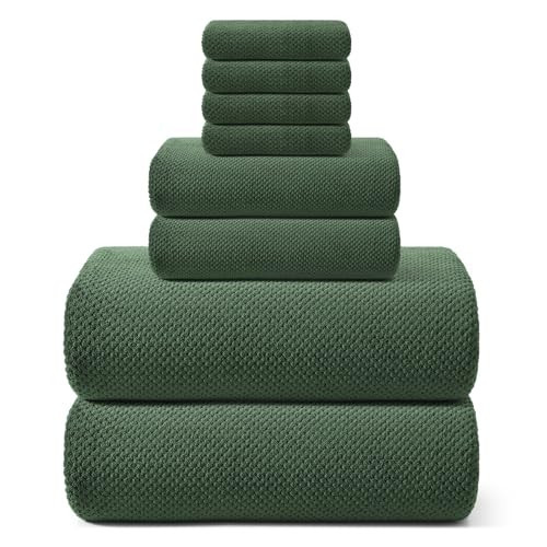 REDKISS Premium Towel Set of 8 - Ultra Soft Microfiber, Contains 2 Large Bath 35x70, 2 Hand 14x30, 4 Washcloths 14x14, Highly Absorbent, Quick Dry, Ideal for Everyday use, Hotel & Spa, Olive Green | Amazon (US)
