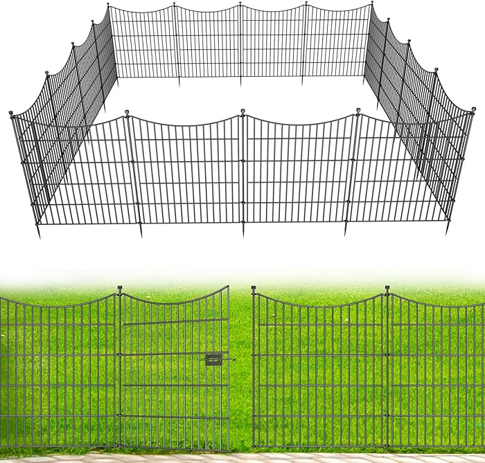 15 Panels Decorative Garden Fence with Gate, 32 in(H) X 35.4 ft(L) No Dig Dog Fence Animal Barrie... | Amazon (US)